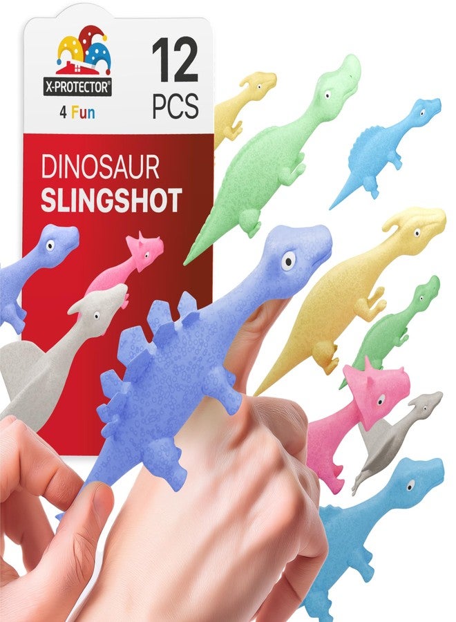 إكس-بروتيكتور مقلاع ديناصور مطاطي من إكس-بروتكتور - عبوة من 12 قطعة - مقلاع للأصابع - ألعاب مقلاع ديناصور للأطفال - حشوات بيناتا مضحكة للكبار - سلايم فاخر للأصابع! - Image 1